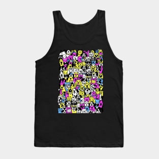 Cute dogs. Doodle style ,Different type of vector cartoon dog faces for design. Tank Top